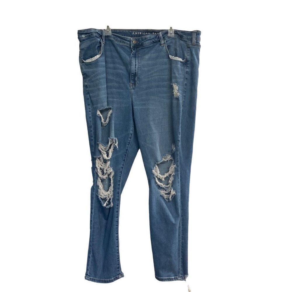 AMERICAN‎ EAGLE Super High Rise Jegging Destroyed Ripped Women’s Jeans Size 24